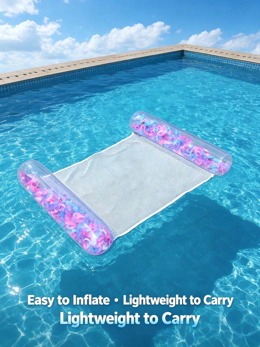 1 pieza Flotador de piscina inflable con purpurina plateada, accesorio de fiesta de piscina y playa para adultos, regalo perfecto de verano, tumbona flotante para diversión y relajación de vacaciones de adultos, flotador de piscina, esenciales de playa - Multicolor - Ver 1