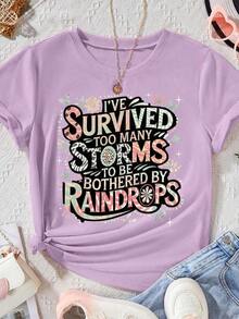 Camisetas de manga corta tallas grandes "Too Many Storms" - Púrpura malva - Ver 7