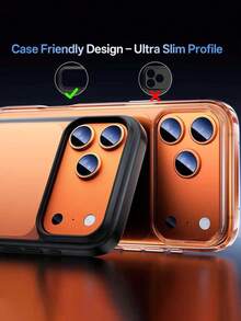 1 Set Camera Lens Protector For IPhone 17 Pro Max/17 Pro - [Military-Grade Drop Protection] [Strong Adhesive] Metal Aluminum Alloy Tempered Glass Camera Screen Protector, Orange Titanium Metal - Orange - View 7