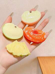 2/4pcs/Set Cute Fruit Hair Clips, Summer Vibe Side Clips - Suitable For Girls And Women, Transparent Glossy Texture + Realistic Fruit Pulp Texture, Applicable For Daily, School, Commute, Travel, Photo Shoot, Beach Vacation, Summer Fun Accessory, Random Color,Bobby Pin,Hair Claws - Multicolor - View 2