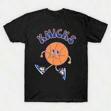 New York Knicks Basketball Graphic T-Shirt , Knicks PatternCasual Crew Neck Tee For Basketball Fans - Black - View 1