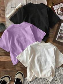 Conjunto de 1 pieza para mujer: Camiseta con estampado de elefante inglés - tela de algodón puro casual, cuello redondo, cómoda para todas las estaciones, diseño de fuente inspirado, estilo retro a la moda, top casual deportivo de verano para mujer, camiseta de manga corta con cuello redondo. - Negro - Ver 2