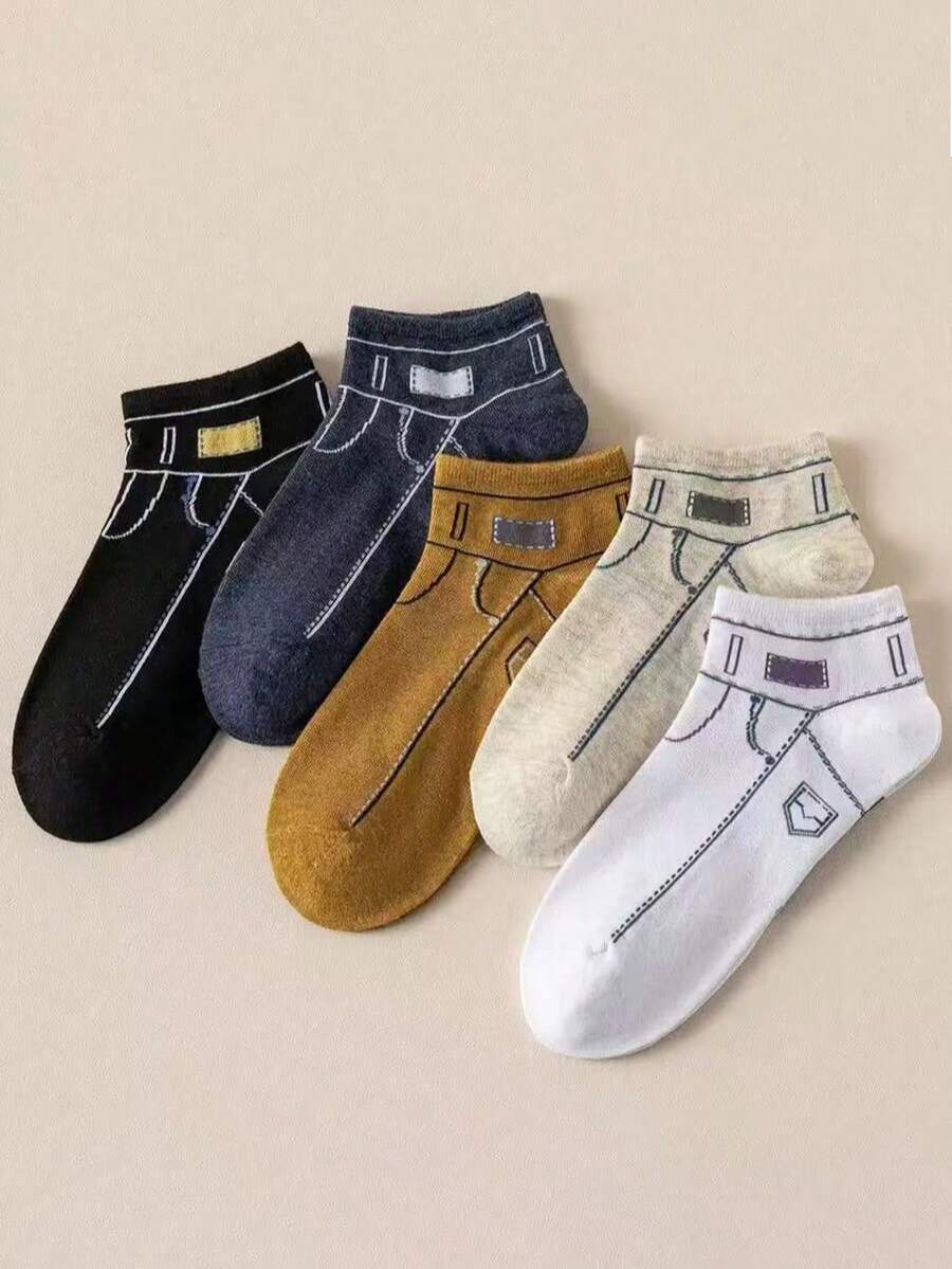 Vớ cổ thấp kiểu Nhật, thoáng khí, thấm hút mồ hôi, khử mùi, họa tiết denim. - Nhiều màu - Xem 1