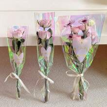 30pcs Transparent Rose Packaging Bags Flower Bouquet Plastic Bag Bouquet Wrapping Paper One Straight Bag Flower Packagin - Multicolor - View 4