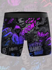 1 chiếc quần boxer nam phong cách hoạt hình graffiti đường phố, đồ lót nam phong cách đường phố, đồ lót nam thời trang phông chữ nghệ thuật, hoàn hảo để mặc hàng ngày, kỷ niệm, ngày lễ tình nhân, sinh nhật, đám cưới, món quà tuyệt vời nhất cho bạn thân, bạn trai, chồng - màu đen - Xem 4