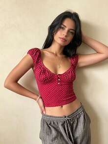 Women's Summer Tank Tops Sleeveless V-Neck Stripe Print Slim Fit Vest Casual Summer Shirts - Rojo - Ver 3