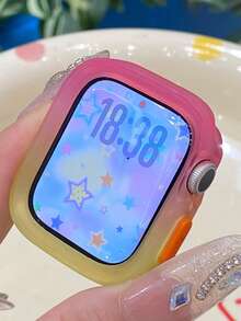 夏季可愛時尚漸層多巴胺色透明矽膠軟殼 Series 11 10 Ultra 9 8 7 6 5 4 3 2 1 SE 46mm 42mm 40mm 41mm 44mm 45mm 49mm 手錶保護殼配件 - 粉黃色 - 查看 2