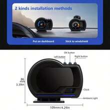 OBD + GPS HUD P24 Car OBD Head-Up Display HUD Car Computer Digital Speedometer Water Temperature Fuel Consumption Slope Meter - Head-up Display - View 8