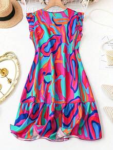 Vestido etéreo con estampado de vacaciones y manga fluida, vestido largo informal de verano para mujer, vestido holgado con estampado Floral de estilo bohemio - múltiple - Ver 3