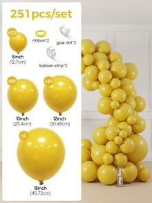 Mustard Yellow Balloons - 18 Inch, 12 Inch, 10 Inch, 5 Inch Vintage Mustard Yellow Autumn Balloon Garland Arch Set For Birthday, Wedding, Engagement, Baby Shower, Gender Reveal, Spring Bee Sunflower Cute Party Decorations - Mustard Yellow - View 13