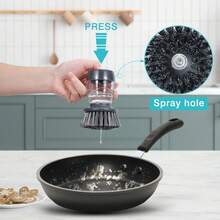 Bộ 1 bàn chải rửa chén tự động có chức năng phân phối nước rửa chén, loại dùng trong gia đình, có thể phân phối nước rửa chén, bàn chải nhà bếp, loại bỏ vết bẩn. Bao gồm đế giữ bàn chải. - Nhiều màu - Xem 3