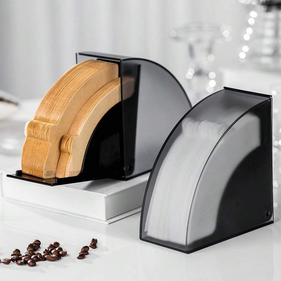 1pc Coffee Filter Paper Storage Box, Dustproof Flip-Top Container For Coffee Filter Paper Dispenser, Suitable For Cafe/Home/Office, Holds Up To 150 Cone Coffee Filters - Filter Paper Box - View 1