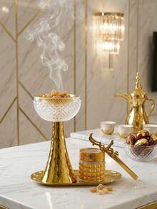 Elegant Fashion Incense Burner, Minimalist Hammered Metal Design, Luxury Bakul Incense Burner, Metal With Crystal. Silver/Gold/Black Incense Holder, Suitable For Home Decor, Smokeless Incense Rack, Perfect For Living Room, Bedroom, Yoga Room, Meditation Space, Gift - Crystal Luxury - View 3