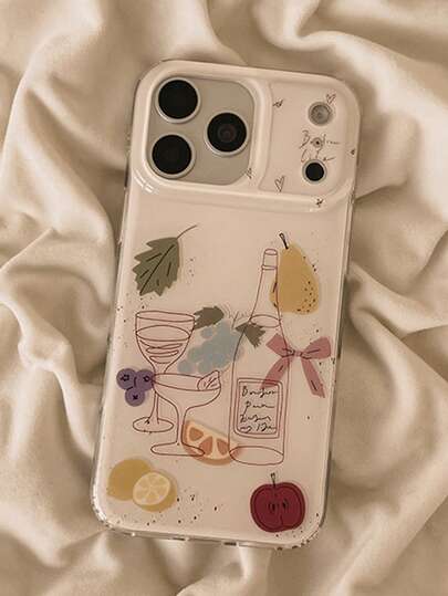 Capa para celular com estampa retrô de grafite de frutas (1 unidade), compatível com iPhone 17, 16 Pro Max, 17 Pro, 15 Pro Max, 14 Plus, 13 Pro, 12 e 11. Proteção total contra impactos.