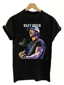 Camiseta unisex negra de talla única RILEY GREEN SIGNED, versátil para uso diario, manga corta de verano para mujer, alta calidad. - Negro - Ver 8