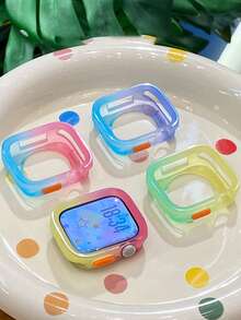 夏季可愛時尚漸層多巴胺色透明矽膠軟殼 Series 11 10 Ultra 9 8 7 6 5 4 3 2 1 SE 46mm 42mm 40mm 41mm 44mm 45mm 49mm 手錶保護殼配件 - 粉黃色 - 查看 6