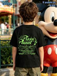 Retro Pizza Planet Boys' Short Sleeves, Toy Story Comfortable Green Pattern Shirt, Toy Story Alien T-Shirt, Pizza Planet Alien Shirt, Children's Clothes, Toy Story Friends, Disney 2026 Children's Tee, 180G Pure Cotton Children's T-Shirt, Boys And Girls' T-Shirt, Daily Casual Wear - màu đen - Xem 3