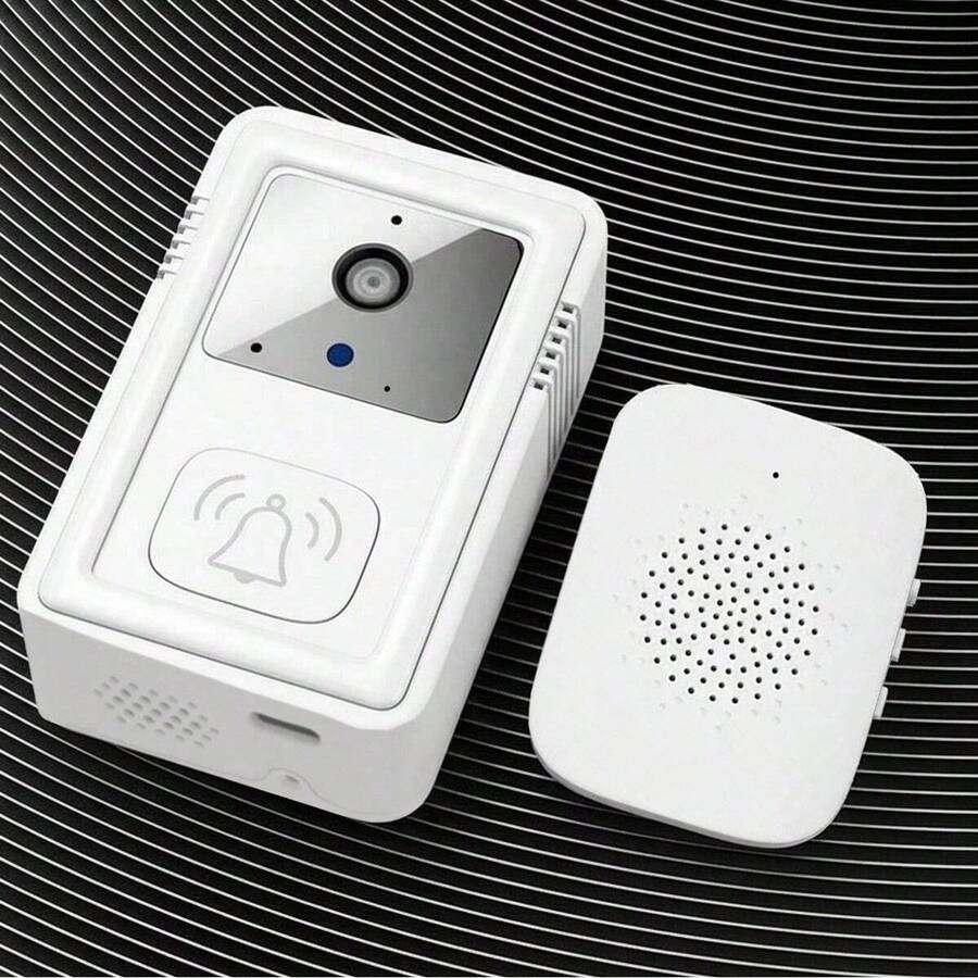 1pc Mini Wireless WiFi Video Doorbell With Camera, Wireless Remote Control Smart Video Doorbell With Smartphone, Two-Way Talk, Photo/Video Recording, Voice Changer, Built-In 400mAh Rechargeable Battery