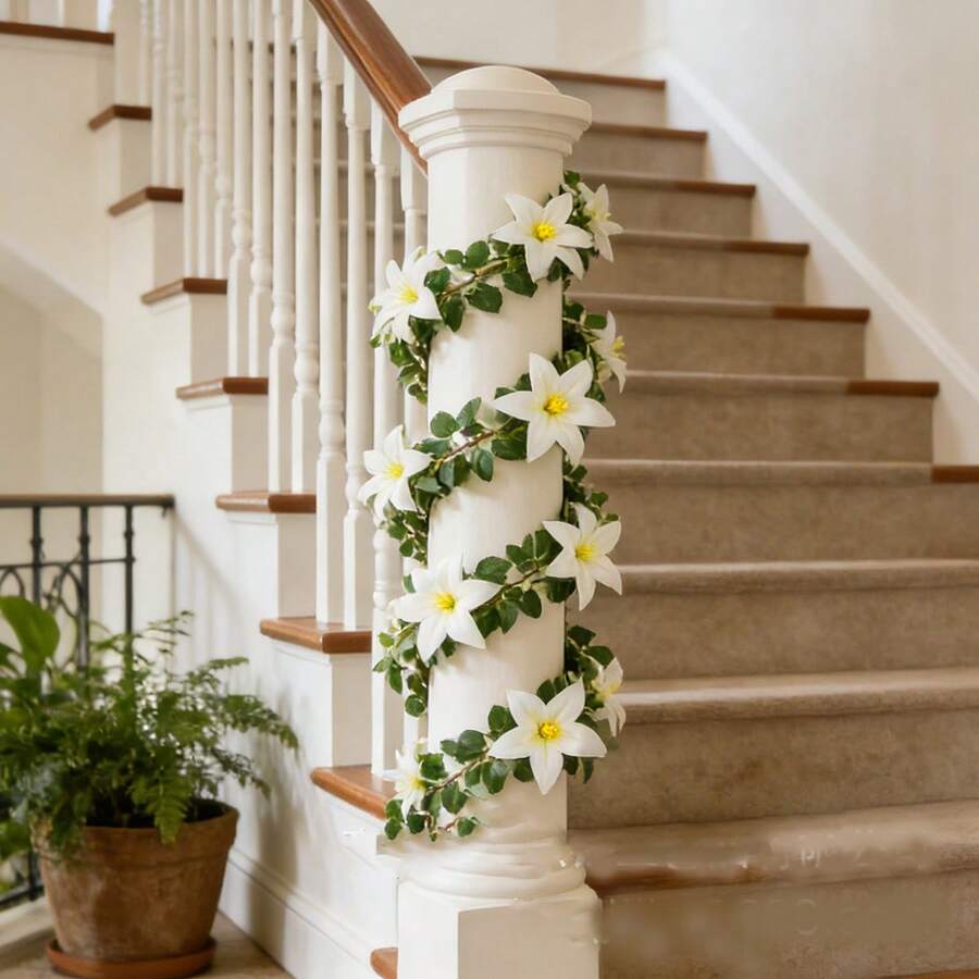 Artificial Lily Garland Spring Realistic Hanging Vines With Flowers For Garden Wedding Arch Home Decor - Multicolor - View 1