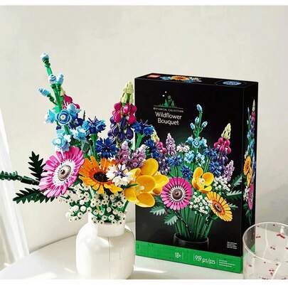 822pcs Rose Flower Building Set Or 547Pcs 1657 Mini Bricks Flower Bouquet Building Sets-12pcs Rose Flowers, Artificial Flowers For Home Décor, Rose Bouquet Building Kit For Valentine's Day Anniversary Birthday (Age 18+)