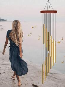 1pc Outdoor Wind Chime, Includes 12 Aluminum Alloy Tubes And Hook, Outdoor Memorial Wind Chime, Holiday Decoration, Party Decoration, Home And Store Decoration, Suitable For Outdoor Garden And Memorial Space Holiday Decoration, Wall Decoration Gift, Birthday Gift - One Size Fits All - View 2