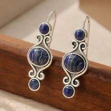 1 Pair Handmade Copper Bohemian Style Earrings, Jewelry Accessories Suitable For Daily Wear And Festivals - Silver - View 3