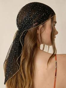 1pc New Fashionable Embroidered Scarf, Popular Daily Wear Accessory For Women,Accessories,Holiday - Black - View 3