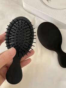2 piezas Cepillo ovalado neutro para pulir el cabello con cerdas suaves para mejorar la salud del cabello - Negro - Ver 1