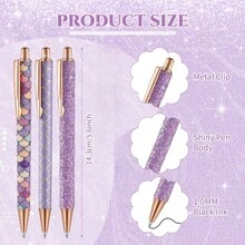 5pcs Retractable Elegant Neutral Pens, Medium Metal Tip, Round Body, Fashionable Shiny Design, Suitable For School, Office, Valentine's Day, Graduation And Holiday Gifts - Multicolor - View 5