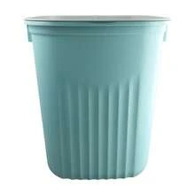 Freestanding PP Plastic Waste Basket, 24.5x23x28cm Open Top Square Garbage Can With Wave Pattern And Trash Bag Fixer - Baby Blue - View 6
