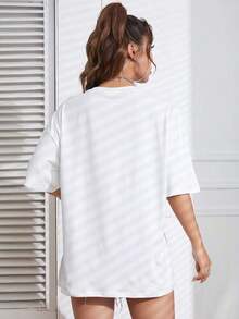 100% Cotton T-Shirt With Letter Print And Dropped Shoulders, Graphic T-Shirts For Women. - 白色 - 查看 2