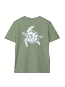 Women's Loose-Fitting Short-Sleeved T-Shirt With Whale Shark Print, Soft And Breathable, Ideal For Beach, Travel, Ocean Adventures, Music Festivals And Casual Urban Summer Wear. - 綠色 - 查看 3