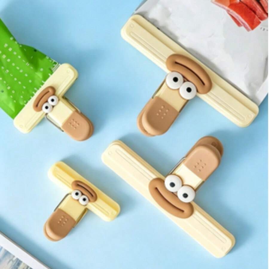 1/2pcs Cute Cartoon Snack Clips, Multifunctional Food Sealing Clips, Moisture-Proof Storage Clips, Suitable For Kitchen, Office, School - Plastic Food Bag Sealing Clips, Home Kitchen Storage Accessories