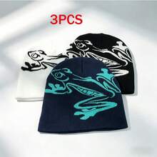 Mũ len họa tiết Y2K, Mũ len ấm áp phong cách Gothic dành cho cả nam và nữ, họa tiết động vật, dùng được cho mọi mùa - A - Xem 23
