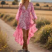 Women Maxi Dresses - Pink - View 2