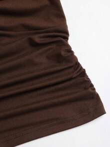 Camiseta de gasa con cuello trenzado y plisados, versátil y minimalista, estilo Y2K sexy - Multicolor 5 - Ver 3