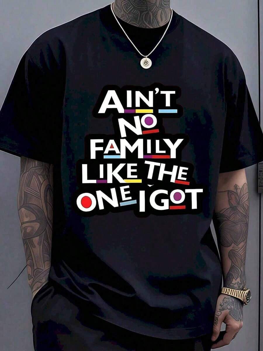 There's No Family Like The One I Have - Funny Slogan T-Shirt For Men And Women, Casual Wear, Gift For Family Gatherings, Birthdays And Holidays. - 黑色 - 查看 1