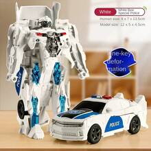 Coche de transformación, modelo de Robot de Anime, Robot de de deformación de un solo paso, juguete rompecabezas para niños, modelo de figura de acción de coche de de deformación - Negro 2 - Ver 4