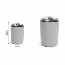 Freestanding Cylinder Garbage Bin, 18x28cm Covered Plastic Trash Can With Removable Top Lid (Grey/Blue Variant) - Grey - View 6