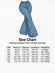 Plus Size Flare Jeans, Elegant, Fashionable, Formal, Outdoor Outfit, Women Plus Size Jeans, Curvy Jeans, Women Jeans, Loose Jeans, Pants, Cargo Pants, Plus Size Jeans, Halloween, New Year, Country Casual - Baby Blue - View 4