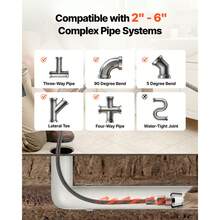 Drain Cleaner Machine 75 FT X 1/2 Inch, Auto Feed Sewer Snake Auger, Portable Drain Cleaning Machine With Climbing Wheels, Adjustable Drum, 8 Cutters & Foot Switch For 2" To 6" Pipes - View 3