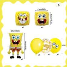 SpongeBob SquarePants Globos de números dorados del 1 al 9, personalizables, con globos con caras y redondos, adecuados para decoración de fiestas - Juego de globos de dibujos animados - Ver 12