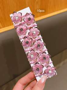10pcs Floral Hair Ties, Sweet Style, Suitable For Daily Use - Multicolor - View 6