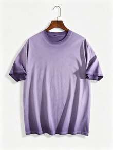 230g Thickened Gradient Lavender Washed Distressed Oversized Pure Cotton Short-Sleeve T-Shirt, Unisex Street/Hip Hop/Punk/Harajuku Style, Perfect Holiday Gift DG013 - Blåröd - Visa 7