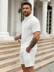 KIT Padre Collar + Shorts VISCOLINHO Men's Straight - Transparent White - View 1