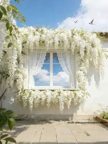 30pcs/20pcs/1pc High-End Artificial White Wisteria, Dense White Faux Wisteria Vine Hanging Strands Fiber, Artificial Wisteria Vines, Outdoor Artificial Flowers, Holiday Decor, Floral Vine Decor, Home Decor, Outdoor Decor, Yard Garden Decor, Suitable For Wedding Decor, Hotel, Party, Garden Party, Yard, Suitable For Various Indoor And Outdoor Decor, All Seasons, Durable And Beautiful - White - View 7