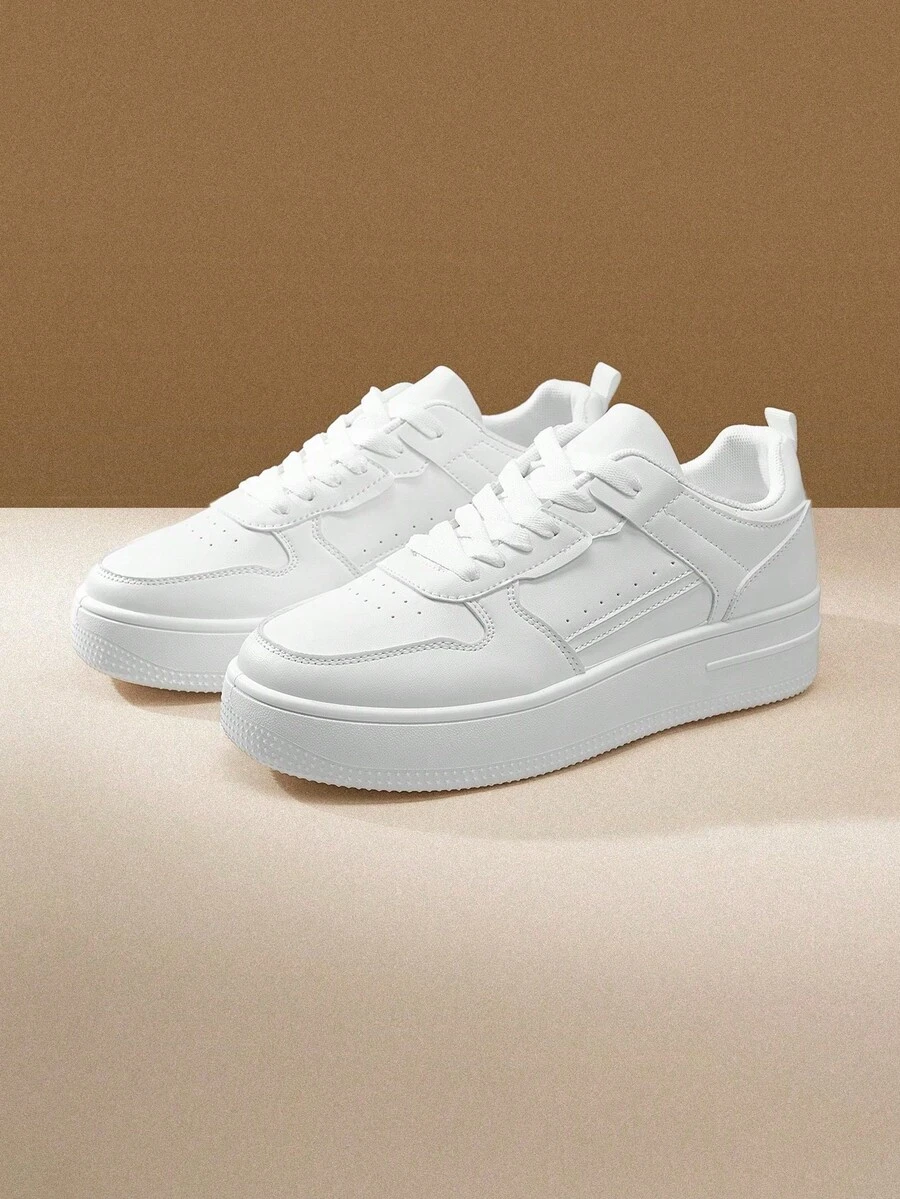 Spring/Autumn Fashion New Casual Sports Shoes, Thick Sole Elevator Sneakers For Teenagers - White - View 1