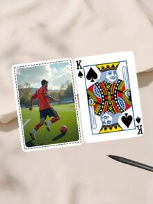 1pc Custom Photo Playing Cards, Personalized Photo Deck Of Cards With Your Pictures, Laminated Poker Cards For Birthday Gifts & Game Nights, Sports Themed Playing Cards, Poker Cards For Sports Fan - White - View 9