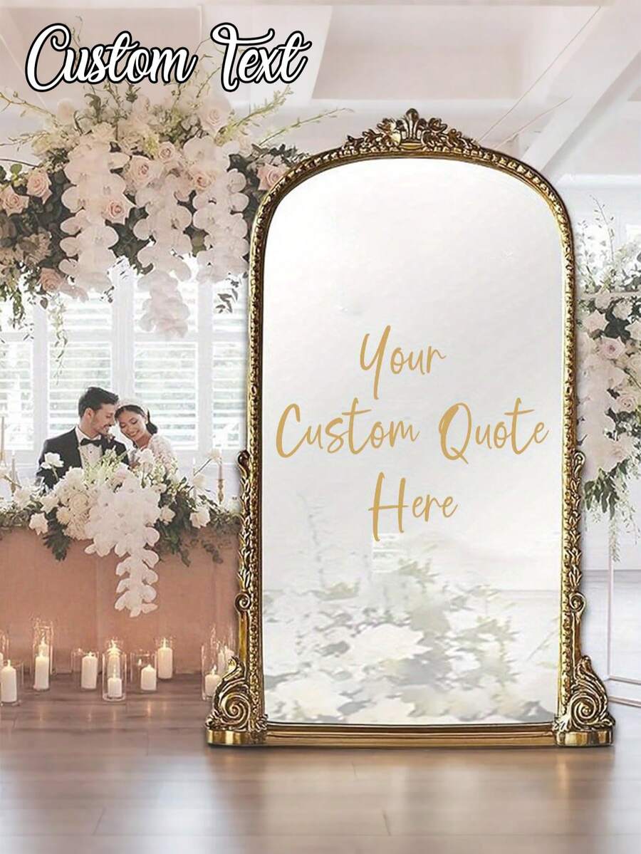 1 pieza Pegatina de espejo personalizada para boda, Cartel de bienvenida para la entrada de la boda, Pegatina de espejo de vinilo personalizada, Pegatina de espejo personalizada para cumpleaños, Cartel de bienvenida personalizado para fiesta de cumpleaños, Pegatina de cartel de bienvenida para fiesta de cumpleaños, Pegatina de espejo de piso, Tabla de asientos - Multicolor - Ver 1