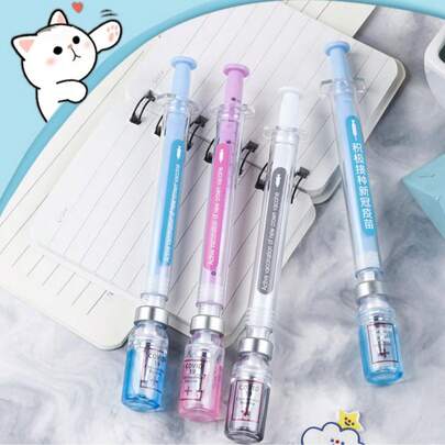 Bộ 2 bút mực đen hình ống tiêm độc đáo 0.5mm, thích hợp làm quà tặng cho y tá, bác sĩ, học sinh, đồ dùng học tập/văn phòng, quà tặng tiệc tùng, quà tặng cho nhân viên y tế.
